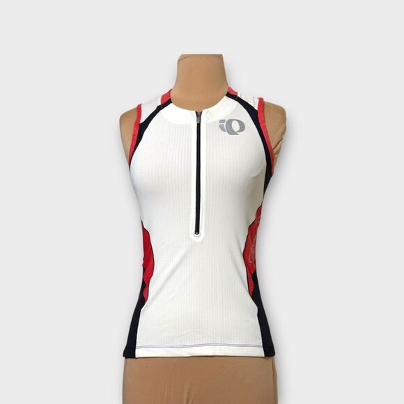 NWT PEARL IZUMI ELITE IN-R-COOL TRI SLEEVELESS JERSEY M White Pink NEW Tank - Picture 1 of 4